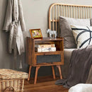 Lerliuo Rattan Nightstand, Boho Side Table with Drawer Open Shelf, Cane Accent Bedside End Table with Solid Wood Legs for Bedroom, Dorm and Small Spaces (Brown) by CozyNest Decor