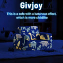 Toddler Chair Kids Couch, 2-in-1 Toddler Soft Sherpa Couch Fold Out Armchair Glow in The Dark with Removable Cover, Convertible Reading Chair Sofa for Kids, Plush Green Dinosaur by CozyNest Decor