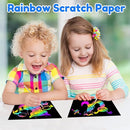 ZMLM Scratch Art Crafts Boys Gifts, 60 Rainbow Scratch Paper Art Gifts for 3 4 5 6 7 8 9 10 Years Old Girls and Boys Kids, Arts and Crafts for Kids 4-6 Birthday Toys and Games Activities Gift (Blue) by TinyTreasures Baby Boutique