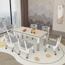 Kids Study Table and 6 Chairs Set,Height Adjustable Table and Chairs for Children and Toddlers,47.2"X23.6"Graffiti Desktop,Suitable for Daycare,Classrooms, Home by CozyNest Decor