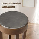 COSIEST Round End Table, 2-Tier Classic Brown Side Table, Farmhouse Wood Accent Table with Storage Shelf for Living Room, Bedroom, Office, Distressed Glaze Finish by CozyNest Decor
