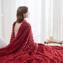 NEWCOSPLAY Super Soft Queen Blanket Red Premium Silky Flannel Fleece 3D Clouds Stylish Jacquard Lightweight Bed Blanket All Season Use 350GSM (Red, Queen(90"x90")) by CozyNest Decor