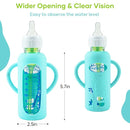 4 Pack Silicone Sleeves for Dr. Brown's Glass Baby Bottles, Anti Breakage Durable Baby Bottle Holder with Easy Grip Handles, Narrow Sleeve with a Cutout, Dishwasher/Freezer/Microwave Safe, 8 oz by TinyTreasures Baby Boutique