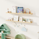 Fun Memories Picture Ledge Shelf for Wall, 48 inch Pine Wood Nursery Book Shelves Set of 2- Wall Book Shelves for Kids Room, Home Decor - Kitchen Spice-Natural by TinyTreasures Baby Boutique