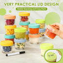 DRKIO 20 Pack Glass Baby Food Storage Containers 4 Oz Baby Food Jars with Lids Baby Food Maker Microwave Dishwasher Freezer Safe 100% Leak-Proof BPA Free by TinyTreasures Baby Boutique