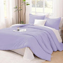 Litanika Lavender Purple Comforters Queen Size, 3 Pieces Lightweight Solid Bedding Comforter Set, All Season Fluffy Bed Set (90x90In Comforter & 2 Pillowcases) by CozyNest Decor
