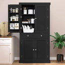 usikey 72” Kitchen Pantry Cabinet, Tall Storage Cabinet with 4 Doors and 1 Drawer, Freestanding Cupboard with 6 Hanging Shelves and Adjustable Shelves for Kitchen, Dining Room,Living Room, Black by CozyNest Decor