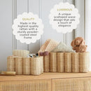 BEBE BASK Unique Wavy Scalloped Basket Set Of 2 - Scallop Basket - 16 x 10 x 7 In - Hand-Woven Elegant Wicker With Scalloped Edge Lid - Nursery Storage - (Earthy) by GreenHaven Gardens