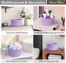 Small Purple Basket, Cute Woven Gift baskets with Cellophane Wrap set for Girl, Decorative Cotton Rope Container Bin, Little Makeup Brushes Holder for Bathroom Counter, Vanity, Cosmetics – lavender by CozyNest Decor