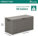 YITAHOME 80 Gallon Outdoor Storage Box, Large Water Resistant Resin Deck Box, Indoor Outdoor Lockable Storage Container for Patio, Garden, Cushions, Tools, Equipment (Taupe) by GreenHaven Gardens