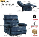 Oversized Recliner Chair Extra Wide Large Recliner for Adults 350lbs with Lumbar Support Pillow Nursery Chair Living Room (Manual, BLUE-6002) by CozyNest Decor
