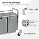 Laundry Hamper, Laundry Basket, Laundry Sorter with 3 Removable Bags, Clothes Basket with 3 Compartments, Wheels, Shelf for Laundry Room Bathroom Bedroom (2 Bags-Gray) by CozyNest Decor