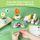 RoseFlower Crochet Kit for Beginners, 4 Pack Potted Plants Crochets Starter Kits with Step-by-Step Video Tutorials, DIY Craft Knitting Crochet Animals Set for Kids Adult by TinyTreasures Baby Boutique