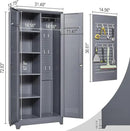 Lockable Storage Cabinet,Utility Closet with Doors and Shelves,SteelGarage Cabinet with Adjustable Shelves for Home,Garage,Gray by CozyNest Decor