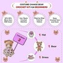 LoopMap Crochet Kit for Beginners - DIY Amigurumi Bear with Removable Dress & Accessories - Step-by-Step Video Tutorials, Extra Yarn, Crochet Tools, Handmade Gift for Kids & Adults (Bear K02, Purple) by TinyTreasures Baby Boutique