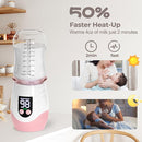 Portable Cordless Baby Bottle Warmer for Travel, Rechargeable with 8 Adapters & 1 Milk Powder Container, Safe Material, Fast Heating, Compatible with Major Brands,Pink by TinyTreasures Baby Boutique