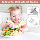 DRKIO 8 Pieces Toddler Forks Set - Baby Forks with Silicone Handle Children safe 18/8 Stainless Steel Toddler Utensils Set for Self Feeding Kids Silverware Anti-Choke Design Food Grade Dishwasher Safe by TinyTreasures Baby Boutique