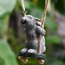 OwMell Garden Rabbit Statues, Cute Swing Bunny with Butterfly Statue Decoration for Yard Hanging Outdoor, Tree Ornaments Figurine for Stump Branch Lawn Patio Decor by GreenHaven Gardens