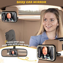 Baby Car Mirror with Light, 7 RGB Light Rear Facing Baby Car Seat Mirror with Remote Control Rechargeable 360° Rotation Hook Clip Design Wide View Shatterproof by TinyTreasures Baby Boutique