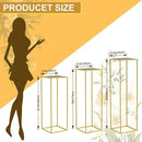 chamvis Gold Metal Plant Stand, 3 Pcs Tall Cylinder Pedestal Stands for Parties and Weddings, Gold Square Cylinder Tables for Living Room and Patio Decor by GreenHaven Gardens
