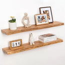 RICHFOCUS Live Edge Elm Floating Shelves - 40" W x 9.3" D Rustic Solid Wood Wall Shelves with Invisible Bracket, Wall-Mounted for Living Room, Bedroom, Kitchen Storage & Display, Set of 2, Natural by CozyNest Decor