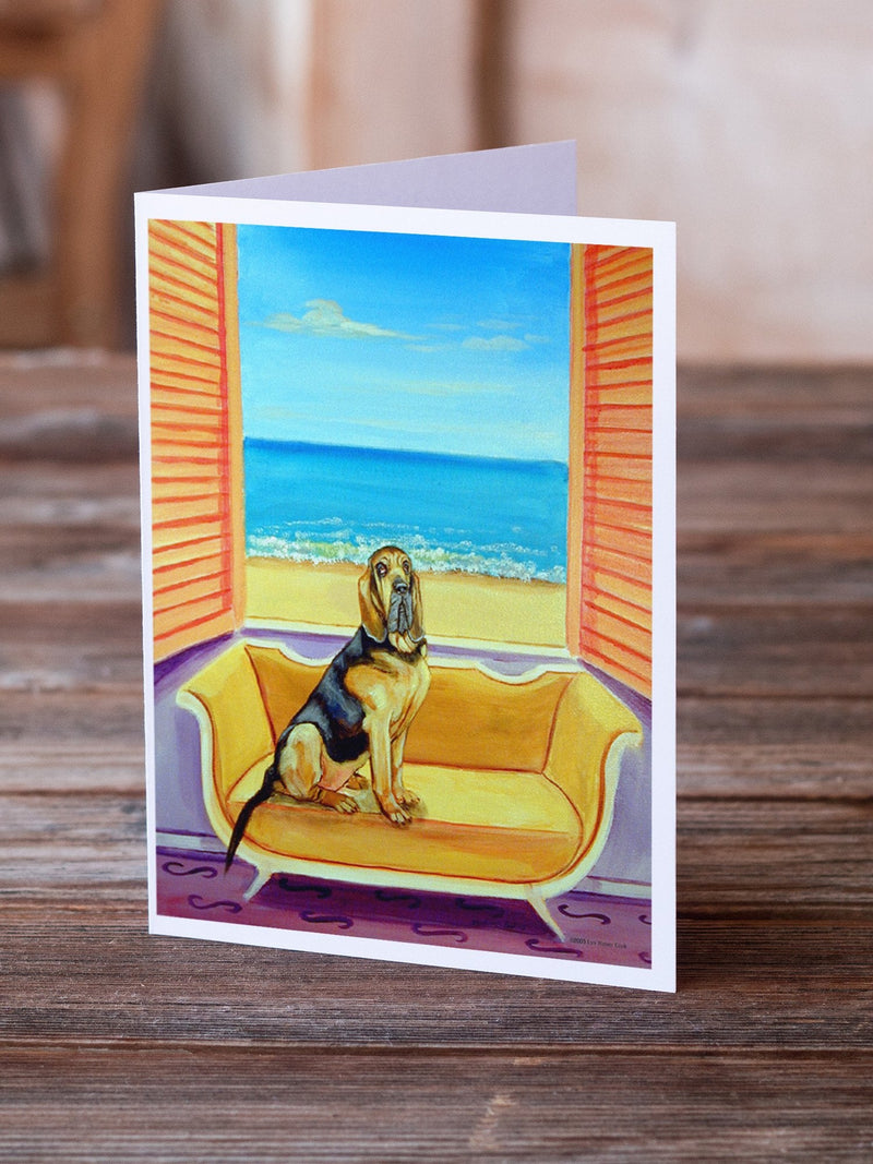 Bloodhound Couch Sitting  Greeting Cards and Envelopes Pack of 8