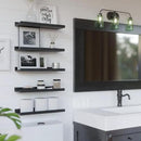 RICHER HOUSE 5 Set Floating Wall Mounted Shelves, Black Shelves for Wall Decor, Modern Picture Ledge Shelf with Lip for Storage, Nursery, Bedroom, Living Room, Bathroom - Black by CozyNest Decor