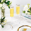 Ciaell 24 Pack Plastic Champagne Flutes - 6Oz Gold Rim Disposable Champagne Glasses - Square Clear Plastic Toasting Glasses for Party Birthday Anniversary Wedding by CozyNest Decor
