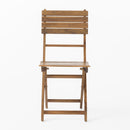 Outdoor Foldable Wood Dining Chair With Slat Design (Set of 2)