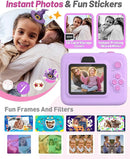 Instant Print Camera for Kids, Christmas Birthday Gifts for 3-12 Year Old Girls Boys, 2.4in Screen 1080P Video Digital Camera Toys for Kids Age 4 5 6 7 8 9 10 with 3 Rolls Print Paper 32G Card by TinyTreasures Baby Boutique