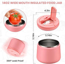 Soup Thermo for Hot Food Kids 14oz Lunch Containers with Buckle Lid Wide Mouth Hot Food Jar Vacuum Insulated Stainless Steel Bento Box Leakproof with Spoon (Dark Pink) by TinyTreasures Baby Boutique