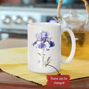 Customized Iris Flower Lover Cup, Custom Name Flower Ceramic Mug, Novelty Flower Themed Accent Cup 11oz 15oz, Personalized Iris Design Coffee Mug, Gift For Girlfriend Women by CozyNest Decor