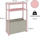 Narrow Side Table, Slim End Tables with Fabric Basket, Skinny Table for Small Spaces, Thin Bedside Table for Living Room, Bedroom (1, Jelly Pink + Cream White) by CozyNest Decor