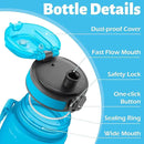 OLDLEY 25 oz Water Bottle, Motivational Water Bottle with Time Marker, Sports Water Bottle With Strap, Leakproof & BPA Free Large Water Bottles for School, Gym, Travel, Outdoor, Tritan,Blue by CozyNest Decor