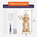 Special Supplies Honey Bear Straw Cup Long Straws, Squeezable Therapy and Special Needs Assistive Drink Container, Spill Proof and Leak Resistant Lid (Pack of 1 Bottle and 3 Straws) (Brown) by TinyTreasures Baby Boutique