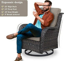 5 Piece Outdoor Patio Furniture Set - Wicker Furniture Patio Conversation Set, Outdoor Swivel Rocker Chairs with 3-Seater Sofa and 2 Ottomans for Small Space, Gray Cushion by GreenHaven Gardens