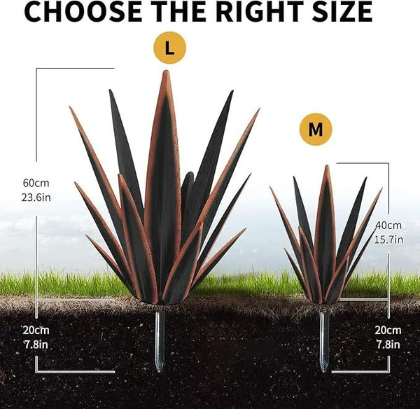 Large Tequila Rustic Sculpture, Rustic Metal Agave Plants for Outdoor Patio Yard, Home Decor Hand Painted Metal Agave Garden Yard Statue, Outdoor Lawn Ornaments Yard Stakes (Black -L), photo 2 of 7