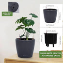Dexceder 9x8 Inches Self Watering Planter Indoor Outdoor, Inner Pot Design, Thickened Table Flower Plant Pot with Water Level Indicator (Slate Gray Matte) by CozyNest Decor