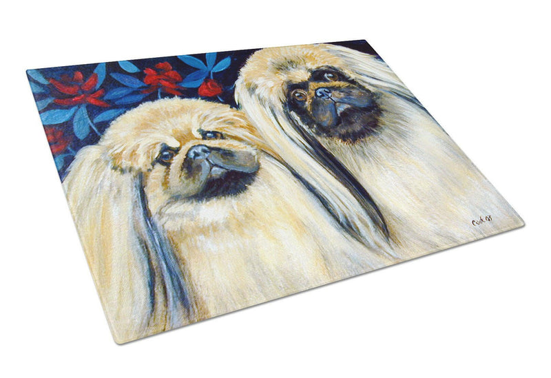 Two Pekingese on a Glass Cutting Board Large