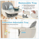HONEY JOY High Chair, 3-in-1 Eat & Grow Wooden Highchair/Toddler Chair with Removable Tray, 5-Point Harness, PU Cushion and Footrest for Baby, High Chair for Babies and Toddlers(Gray) by TinyTreasures Baby Boutique