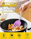 Pack of 2 Silicone Solid Turner, Non Stick Slotted Kitchen Spatulas, High Heat Resistant BPA Free Cooking Utensils, Ideal Cookware for Fish, Eggs, Pancakes(Purple) by CozyNest Decor