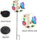 LEWIS&WAYNE 36.3” Butterfly Rain Gauge Outdoor, 7” Glass Tube Solar Powered 10 Warm White LEDs Garden Metal Stakes Decorative Waterproof for Yard Garden Patio Lawn by GreenHaven Gardens