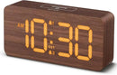 uscce Wooden Digital Alarm Clocks for Bedrooms: Dimmable Dual Alarm Clock with Large Numbers for Bedside Desk - Loud Alarm for Heavy Sleepers with Volume Control - Wood Decor & Gifts by CozyNest Decor