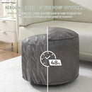 HIGOGOGO Round Stuffed Pouf Ottoman, Pu Leather Poufs with Foam Chunk Filling, Furry and Fluffy Pouf Foot Stool Storage Ottoman, 20 X 15 Floor Poufs Foot Rest for Living Room, Grey by CozyNest Decor