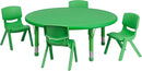 EMMA + OLIVER 45" Round Green Plastic Adjustable Activity Table Set-4 Chairs by CozyNest Decor