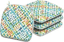 Indoor/Outdoor Chair Cushions 16x17 Inch, Patio Chair Cushions with Ties, All Weather Seat Cushions for Patio Furniture Home Garden Chair Use, Set of 4,Acapa Opal Geometric by GreenHaven Gardens