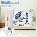 Personalized Baby Crib Bedding Set, 5 Pcs Custom Name Baby Bedding Set, Double Layer Nursery Bedding Set, Ocean Animal Baby Crib Set for Girls Boys, Gift for Toddler Infant Baby New Parents by TinyTreasures Baby Boutique