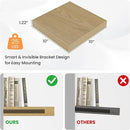 Square Floating Shelves for Wall, 10" W x 10" D x 1.2" H, Small Wooden Wall Mounted Display Shelves with Invisible Brackets for Living Room, Bedroom, Bathroom, Kitchen Decor, Set of 4, Oak by CozyNest Decor