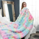 Cozy Bliss Faux Fur Throw Blanket for Couch, Fuzzy Soft Plush Thick Bubble Blanket for Sofa Bedroom Living Room,50 * 60 Inches Tie-dye Rainbow by CozyNest Decor