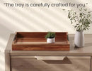 Acacia Wood Serving Tray with Metal Handles,17x12in Ottoman Decorative Trays Platter for Coffee Table,Living Room,Bar,Party(Large) by CozyNest Decor